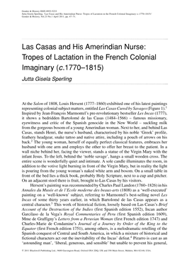 Las Casas and His Amerindian Nurse: Tropes of Lactation in the French Colonial Imaginary (C.17701815)