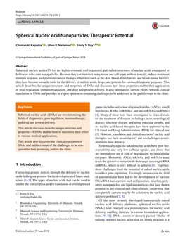 Spherical Nucleic Acid Nanoparticles: Therapeutic Potential