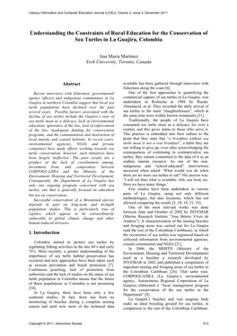 Understanding the Constraints of Rural Education for the Conservation of Sea Turtles in La Guajira, Colombia