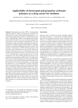 Applicability of Electrospun Polypropylene Carbonate Polymers As a Drug Carrier for Sirolimus