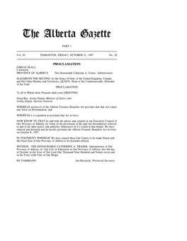 The Alberta Gazette, Part I, October 31, 1997