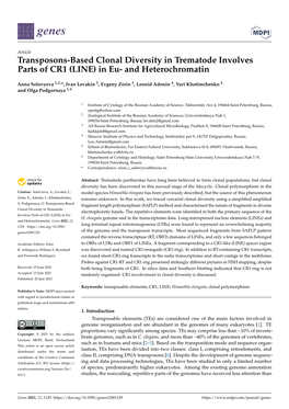 Transposons-Based Clonal Diversity in Trematode Involves Parts of CR1 (LINE) in Eu- and Heterochromatin