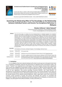 Examining the Moderating Effect of Tax Knowledge on the Relationship