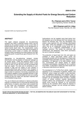 Extending the Supply of Alcohol Fuels for Energy Security and Carbon Reduction