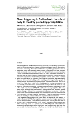 Flood Triggering in Switzerland: the Role of Daily to Monthly Preceding Precipitation
