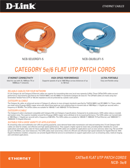 CATEGORY 5E/6 FLAT UTP PATCH CORDS