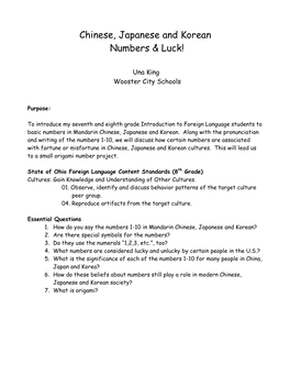 Chinese, Japanese and Korean Numbers & Luck!