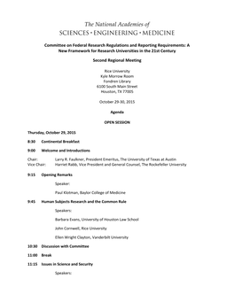 Committee on Federal Research Regulations and Reporting Requirements: a New Framework for Research Universities in the 21St Century