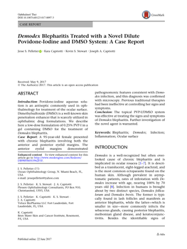 Demodex Blepharitis Treated with a Novel Dilute Povidone-Iodine and DMSO System: a Case Report