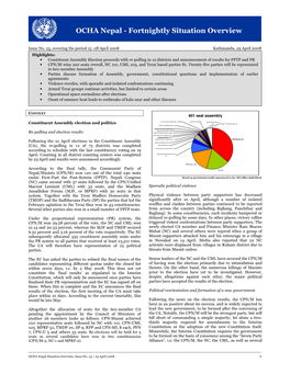 F OCHA Nepal - Fortnightly Situation Overview