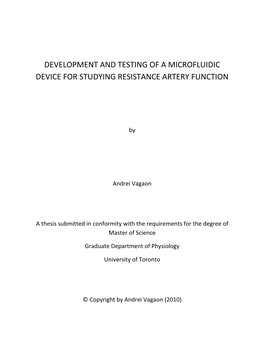 Development and Testing of a Microfluidic Device for Studying Resistance Artery Function