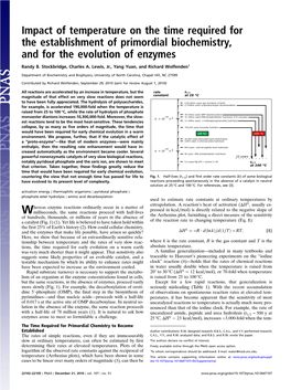 Impact of Temperature on the Time Required for the Establishment of Primordial Biochemistry, and for the Evolution of Enzymes