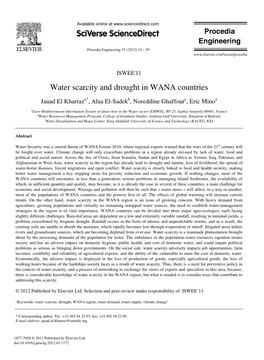 Water Scarcity and Drought in WANA Countries