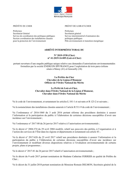 ARRÊTÉ INTERPRÉFECTORAL DU N° 2019-1538 (Cher) N° 41-2019