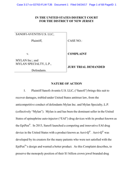 Case 3:17-Cv-02763-FLW-TJB Document 1 Filed 04/24/17 Page 1 of 68 Pageid: 1