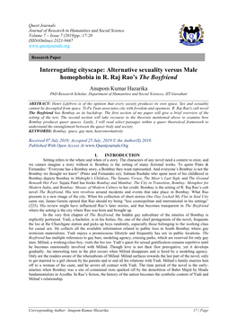 Alternative Sexuality Versus Male Homophobia in R