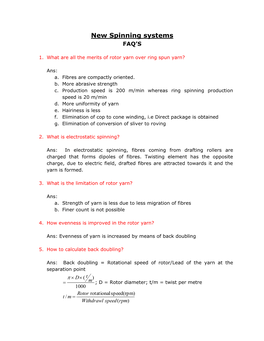 New Spinning Systems Faqs