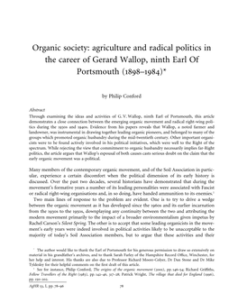 Organic Society: Agriculture and Radical Politics in the Career of Gerard Wallop, Ninth Earl of Portsmouth (1898–1984)*