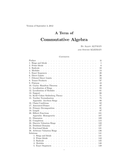 Commutative Algebra