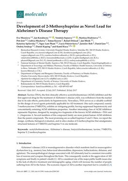 Development of 2-Methoxyhuprine As Novel Lead for Alzheimer's Disease