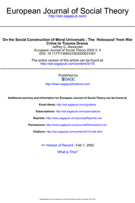 On the Social Construction of Moral Universals: the Holocaust From