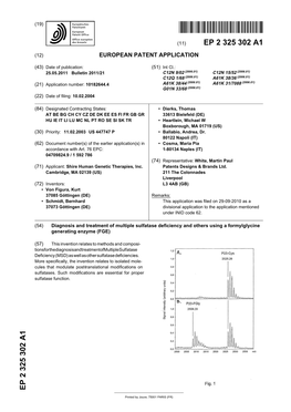 Diagnosis and Treatment of Multiple Sulfatase Deficiency and Others Using a Formylglycine Generating Enzyme (FGE)