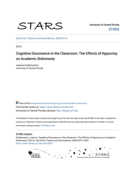 Cognitive Dissonance in the Classroom: the Effects of Hypocrisy on Academic Dishonesty