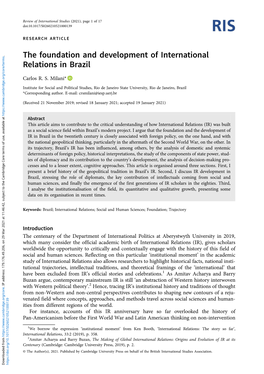 The Foundation and Development of International Relations in Brazil