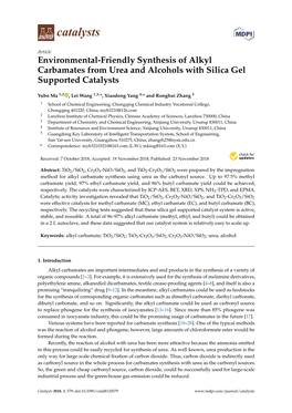 Environmental-Friendly Synthesis of Alkyl Carbamates from Urea and Alcohols with Silica Gel Supported Catalysts