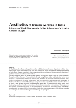 Aestheticsof Iranian Gardens in India