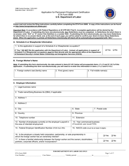 ETA Form 9089 U.S