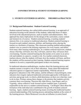 Constructivism & Student Centered Learning