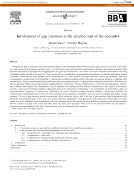 Involvement of Gap Junctions in the Development of the Neocortex