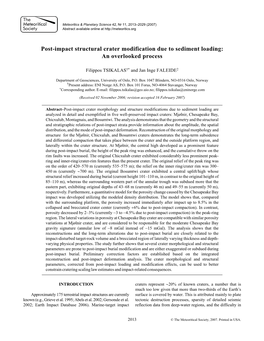 Post-Impact Structural Crater Modification Due to Sediment Loading: an Overlooked Process