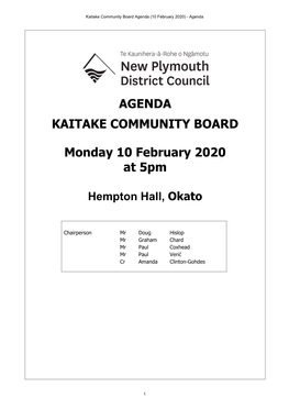 Agenda Kaitake Community Board