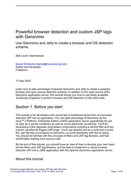 Powerful Browser Detection and Custom JSP Tags with Geronimo Use Geronimo and Jetty to Create a Browser and OS Detection Scheme