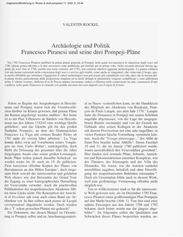 Archäologie Und Politik Francesco Piranesi Und Seine Drei Pompeji-Pläne