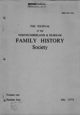 The Journal of the Northumberland & Durham Family History Society