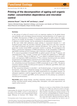 Priming of the Decomposition of Ageing Soil Organic Matter: Concentration Dependence and Microbial Control