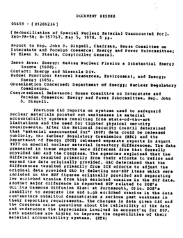 EMD-78-58 Reconciliation of Special Nuclear Material Unaccounted