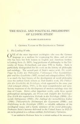 The Social and Political Philosophy of Ludwig Stein