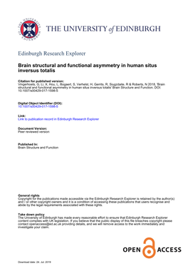Brain Structural and Functional Asymmetry in Human Situs Inversus Totalis