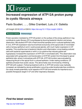 Increased Expression of ATP12A Proton Pump in Cystic Fibrosis Airways