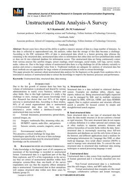 Unstructured Data Analysis-A Survey