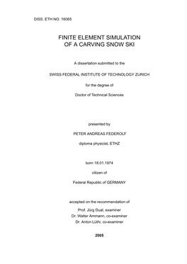 Finite Element Simulation of a Carving Alpine