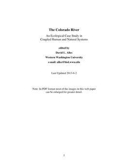 The Colorado River an Ecological Case Study in Coupled Human and Natural Systems
