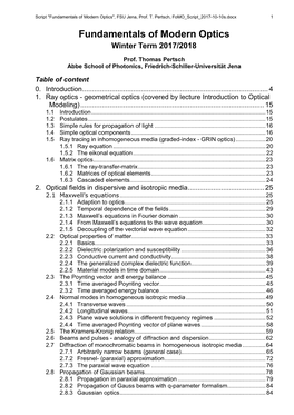 Fundamentals of Modern Optics", FSU Jena, Prof