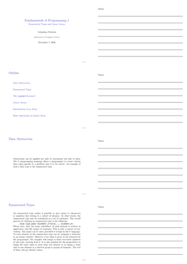 Fundamentals of Programming 1 Enumerated Types and Linear Arrays