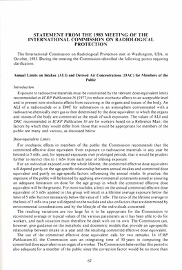 Introduction I C RP Publication 30 Dose-Equivalent Limits ICRP