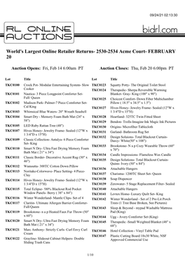 World's Largest Online Retailer Returns- 2530-2534 Acme Court- FEBRUARY 20